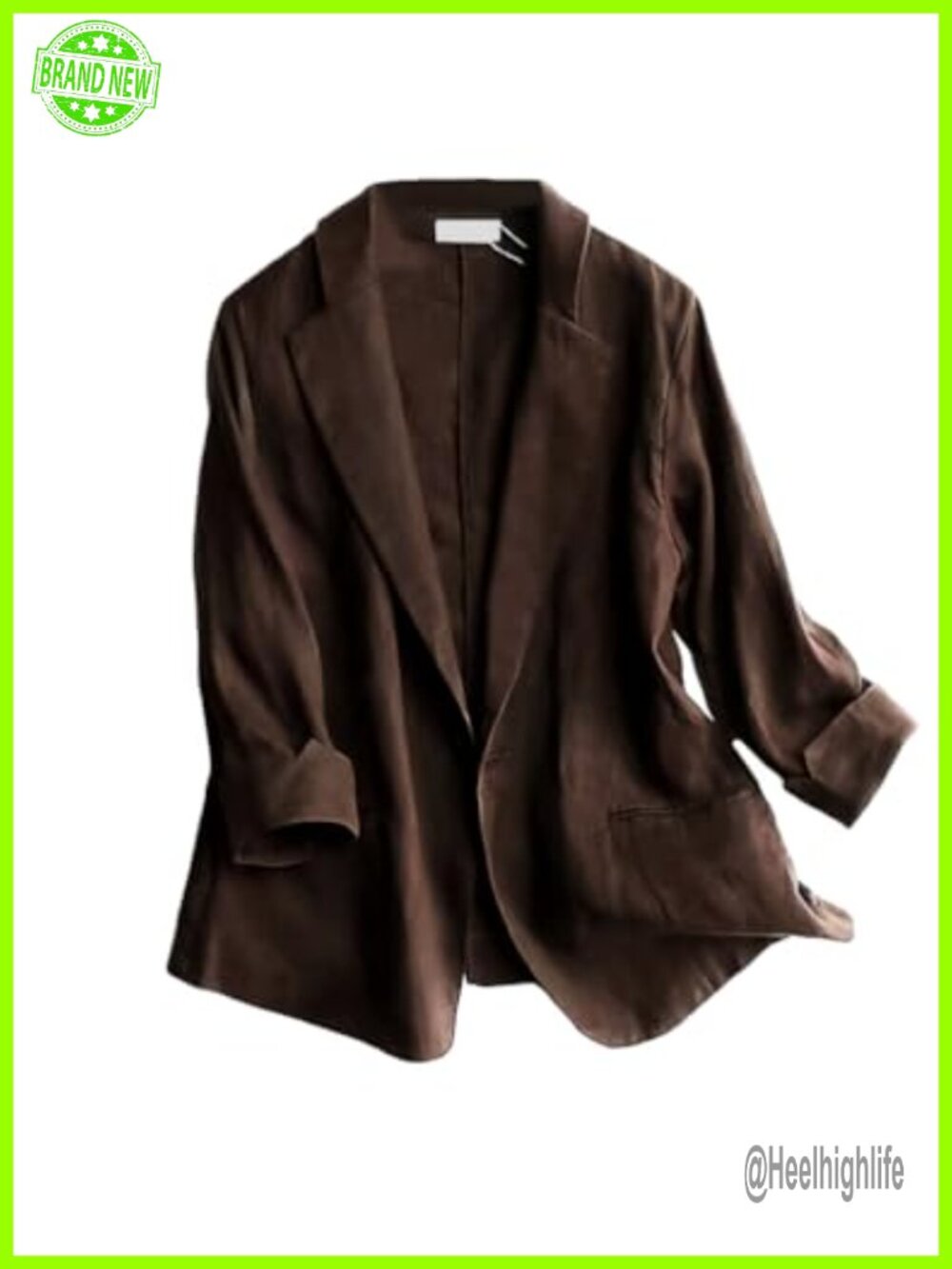 Linen Blazer 3/4 Sleeve Lightweight Open Front Work Business Casual Jacket